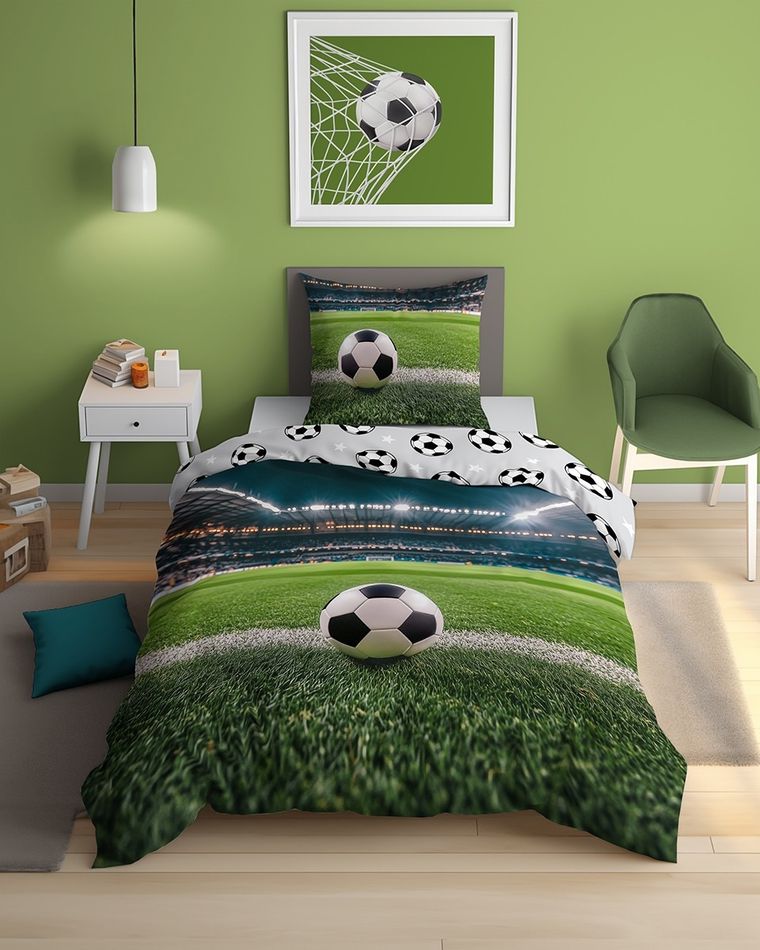 Fluo, komplet pościeli młodzieżowej, 160-200 cm + 70-80 cm, boisko