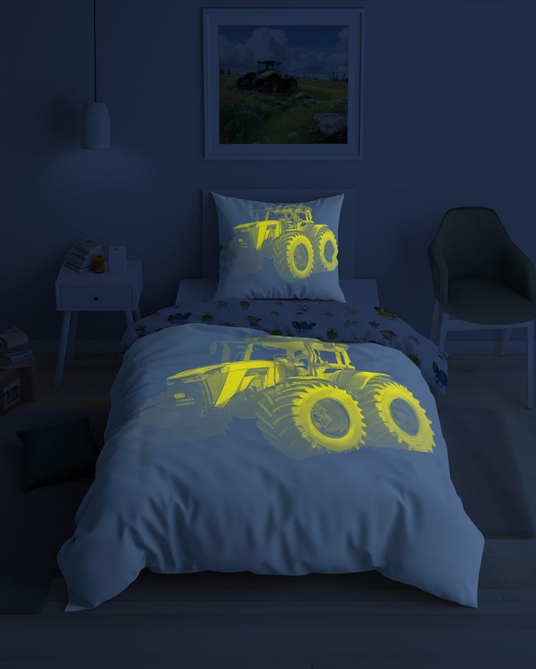 Fluo, komplet pościeli młodzieżowej, 160-200 cm + 70-80 cm, traktor