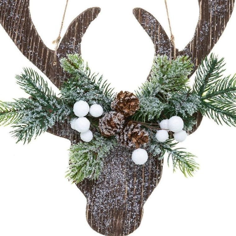 Fééric Lights and Christmas, dekoracja wisząca z motywem renifera, ozdoba bożonarodzeniowa, 34 cm