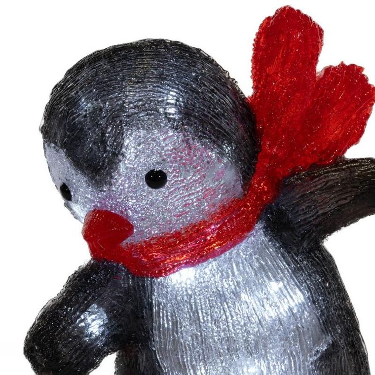 Fééric Lights And Christmas, dekoracja zimowa LED, pingwin na desce, 30,3 cm