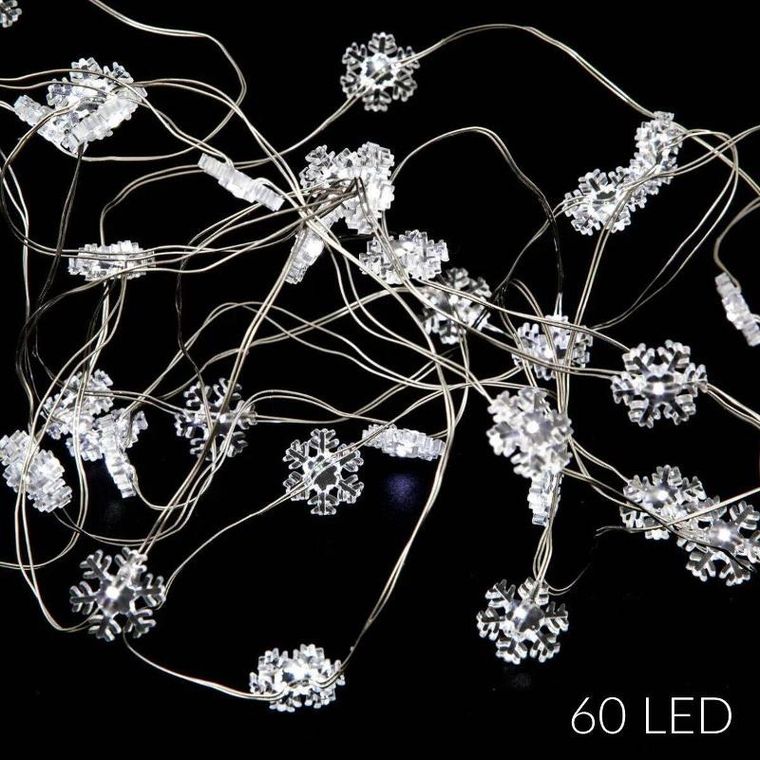 Fééric Lights and Christmas, girlanda świetlna, śnieżynki, 60 LED