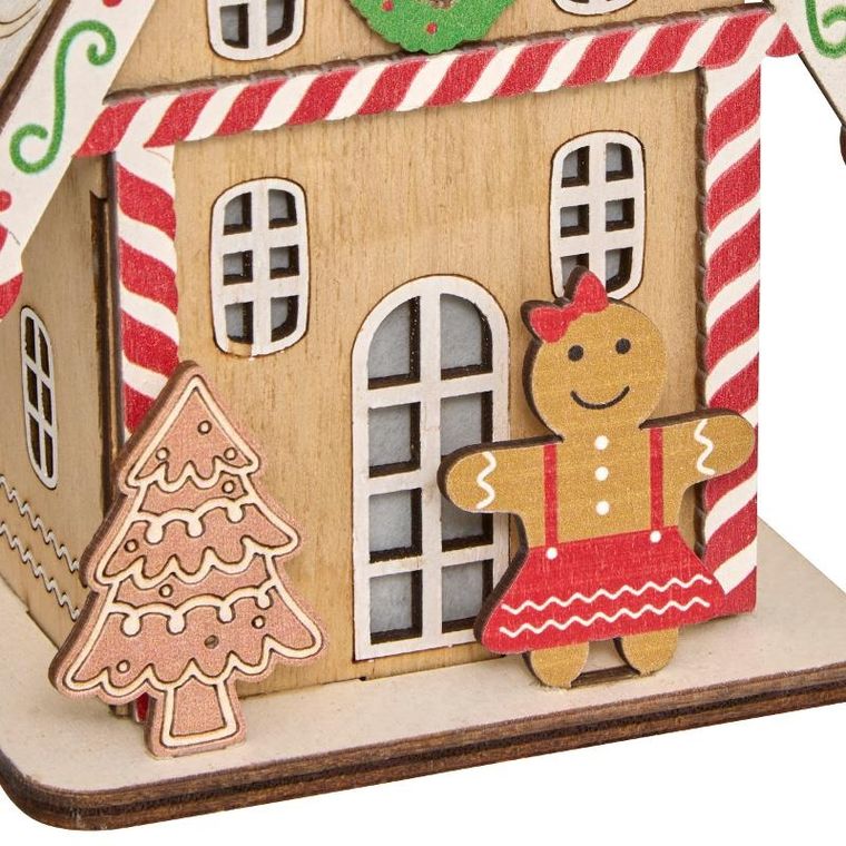 Fééric Lights and Christmas, lampion świąteczny LED, domek z piernika, 15 cm