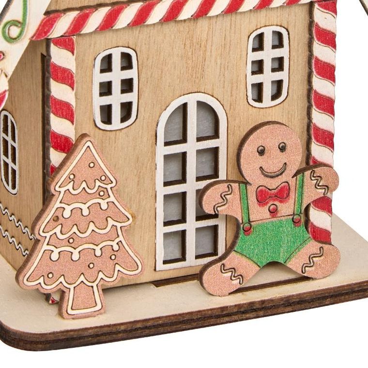 Fééric Lights and Christmas, lampion świąteczny LED, domek z piernika, 15 cm