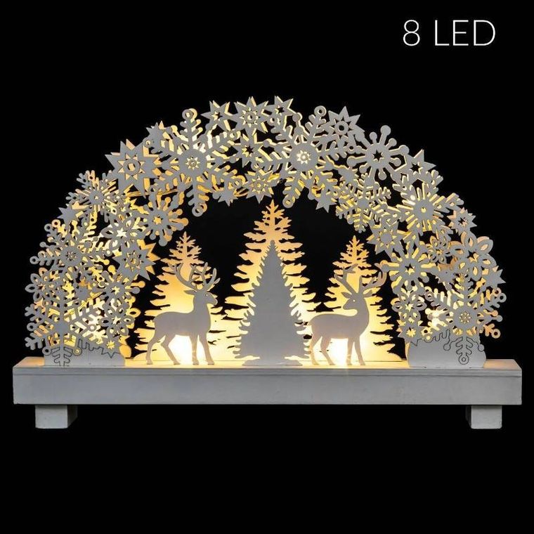 Fééric Lights and Christmas, ozdoba świetlna, ze sklejki, scenka z reniferami