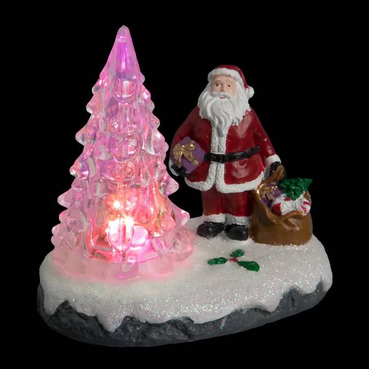 Fééric Lights and Christmas, stroik LED, Mikołaj z choinką