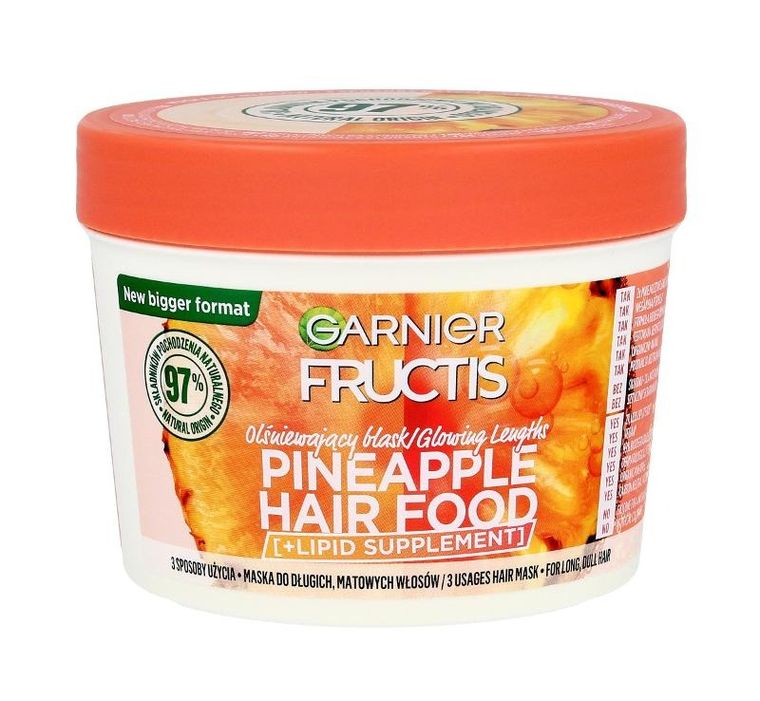 Fructis hair food, maska olśniewający blask do włosów długich i matowych, pineapple, 400 ml
