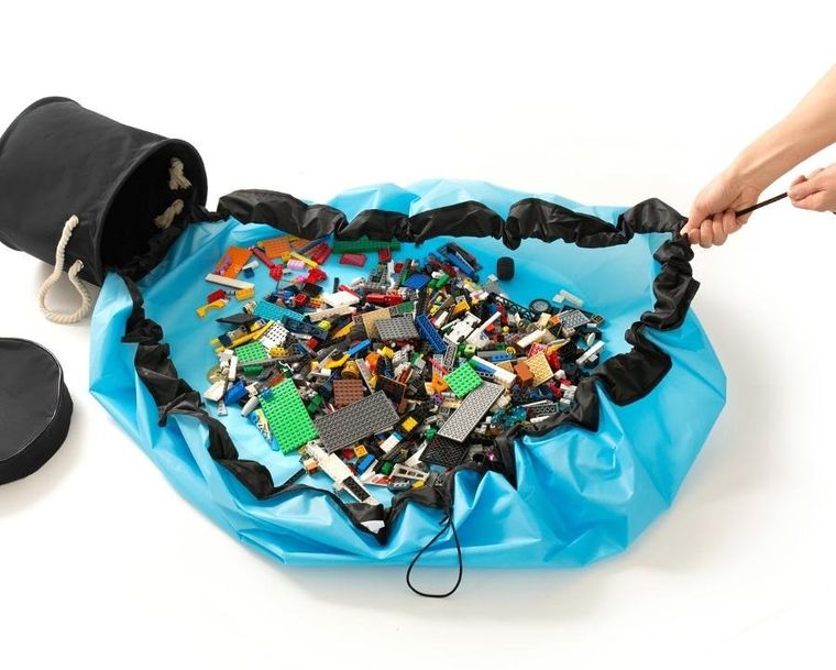 Gadget Master, kosz na zabawki z matą do zabawy 2w1, niebieski