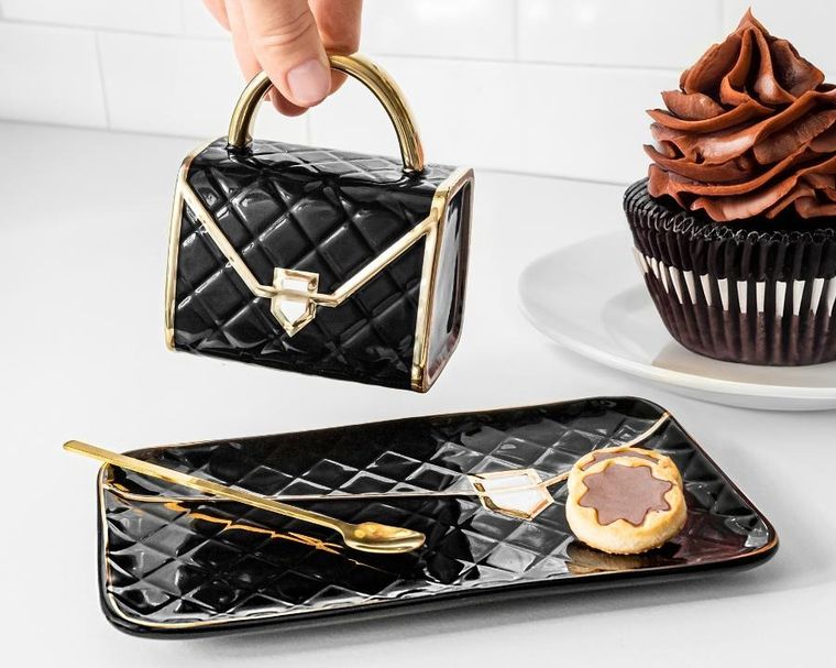 Gadget Master, kubek torebka, podstawka i łyżeczka, czarny