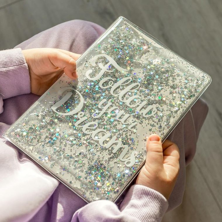 Gadget Master, notes, Follow your dreams, srebrny, cekinowy, 1 szt.