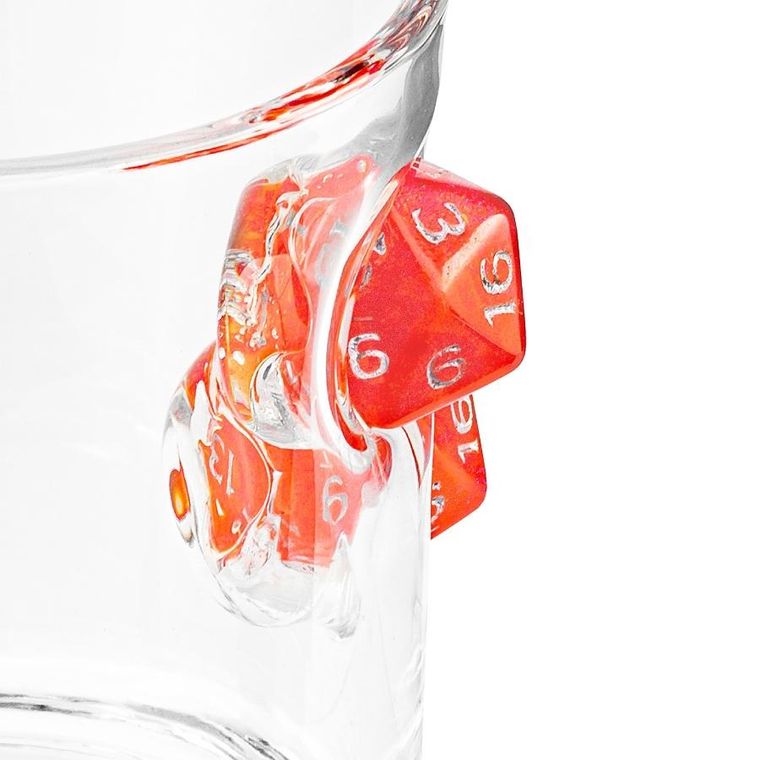 Gadget Master, szklanka, kości, uwięzione w szkle