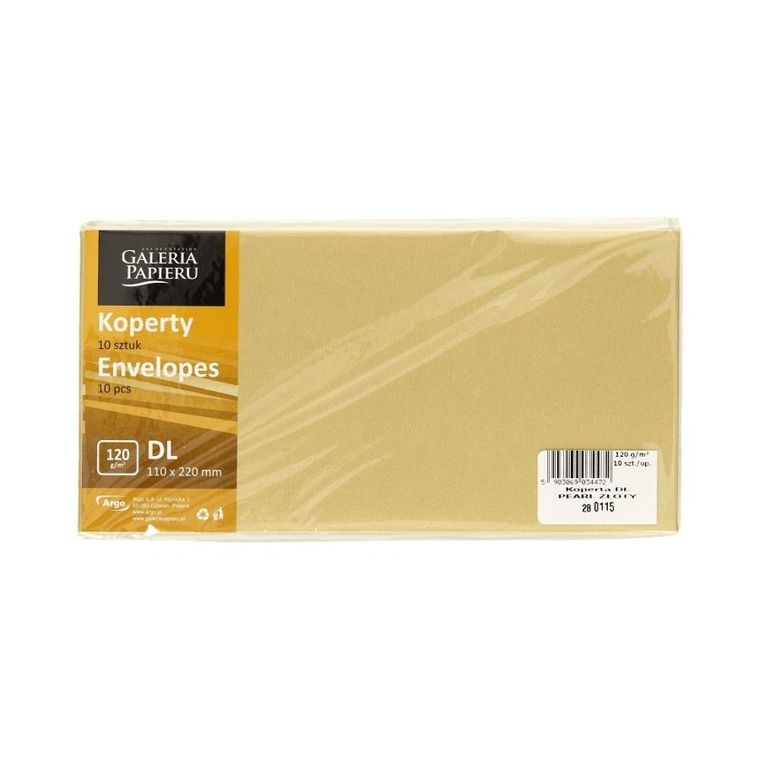 Galeria Papieru, koperta DL, złota perłowa, 10 szt.