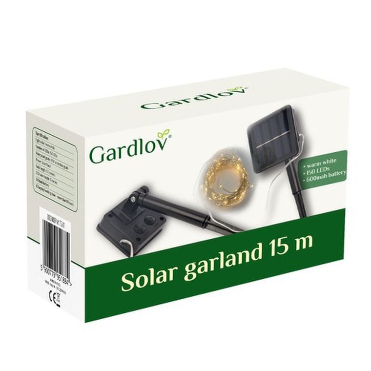 Gardlov, girlanda solarna, 15 m, IP44, 24007