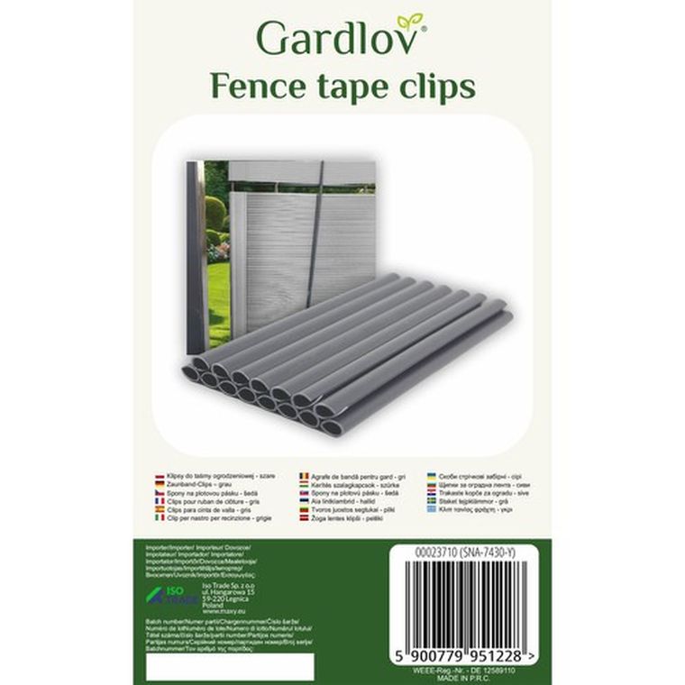 Gardlov, klipsy do taśmy ogrodzeniowej, szare