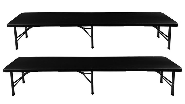 Gardlov, stół ogrodowy składany, 180 cm + 2 ławki, czarny