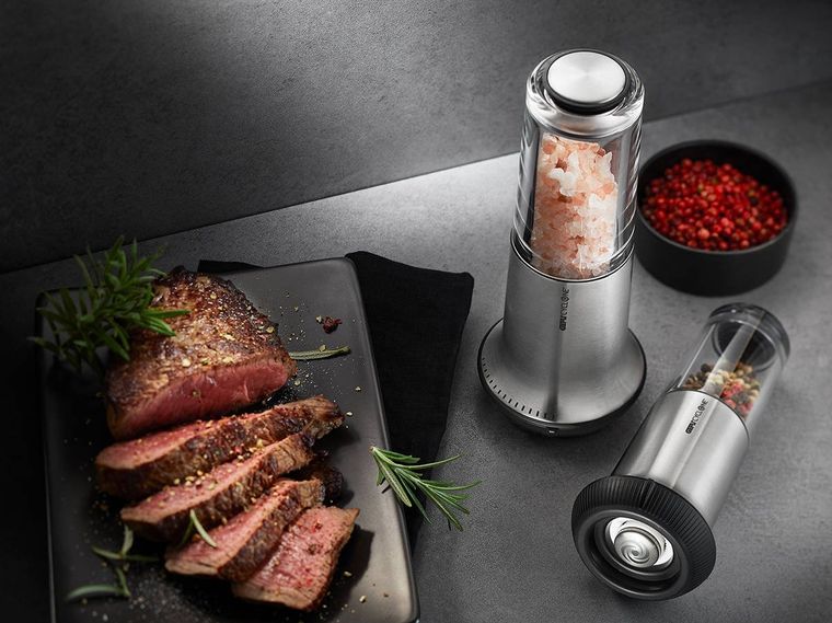 Gefu, młynek do soli i pieprzu, X-Plosion®, rozmiarl, srebrny