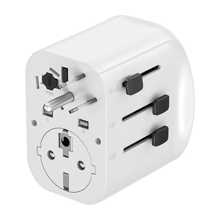 Gembird, adapter podróżny z uziemieniem, 15W, biały