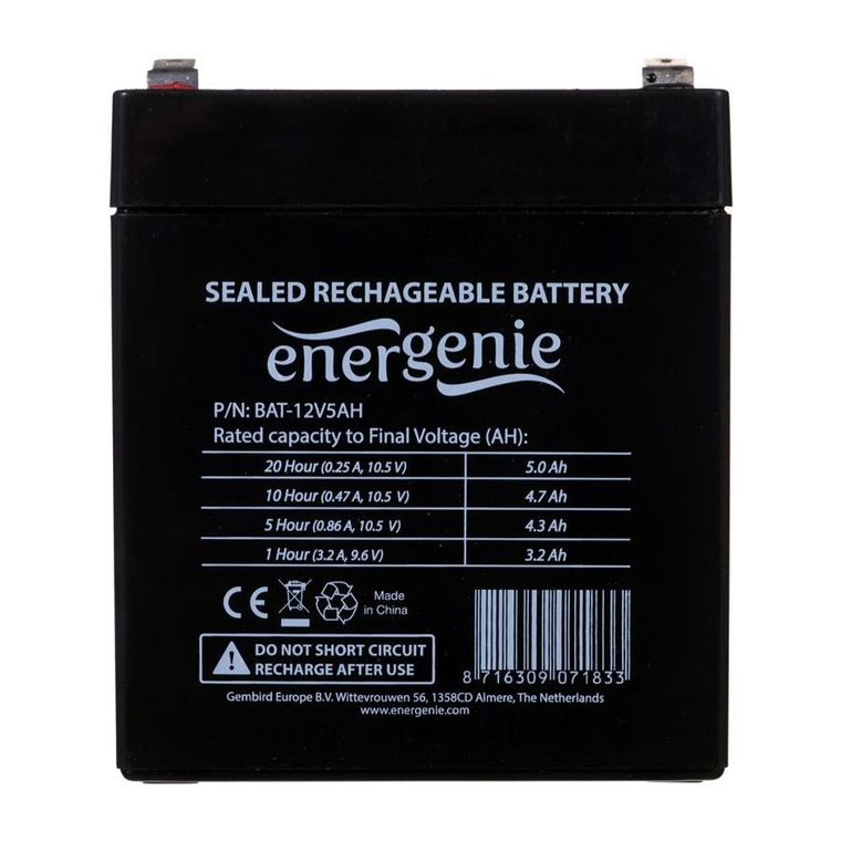 Gembird, akumulator uniwersalny, 5000mAh, BAT-12V5AH