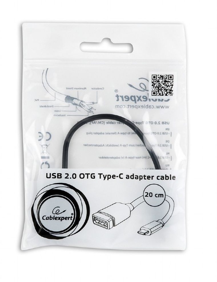 Gembird, kabel USB Typu C M - USB 2.0 F, 0,20m, czarny
