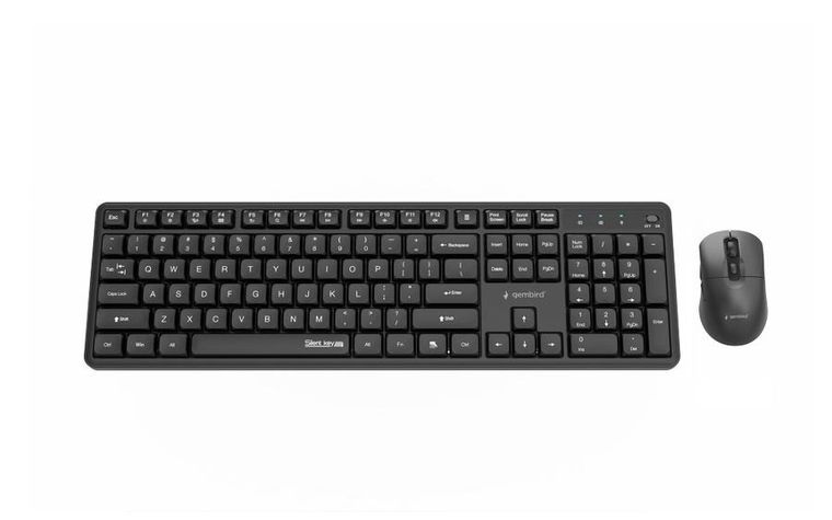 Gembird, Silent Key Pro Business, zestaw bezprzewodowy, klawiatura i mysz, czarny, układ US
