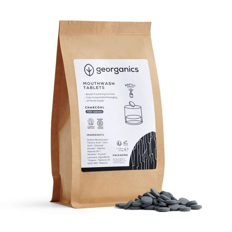 Georganics, Activated Charcoal, naturalne tabletki do płukania jamy ustnej, 720 tabletek