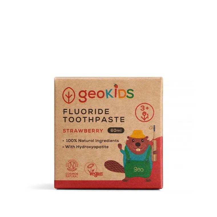 Georganics, organiczna pasta do zębów dla dzieci z fluorem w słoiku, strawberry, 60 ml