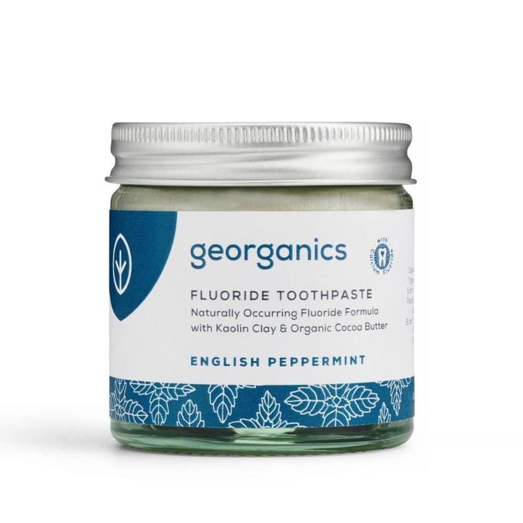 Georganics, organiczna pasta do zębów z fluorem w słoiku, English Peppermint, 60 ml