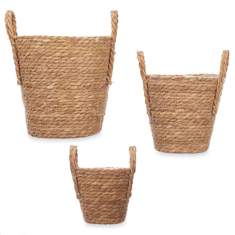 Giftdecor, Esparto, koszyki plecione z uchwytami, 3 szt.