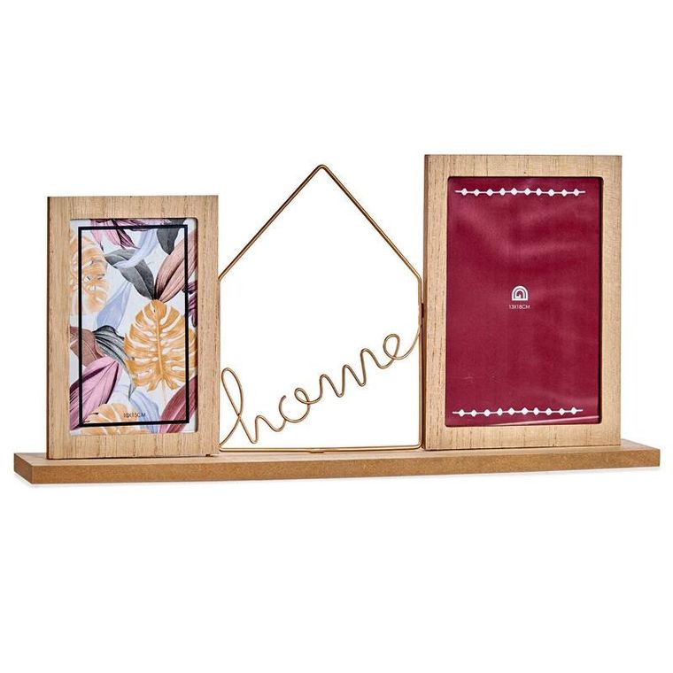 Giftdecor, Home, ramka na zdjęcia, drewno, 2 zdjęcia, 46-6-21,5 cm