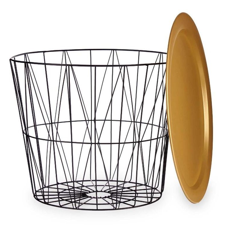 Giftdecor, Luvo, stolik kosz z złotym blatem, średnica 52 cm