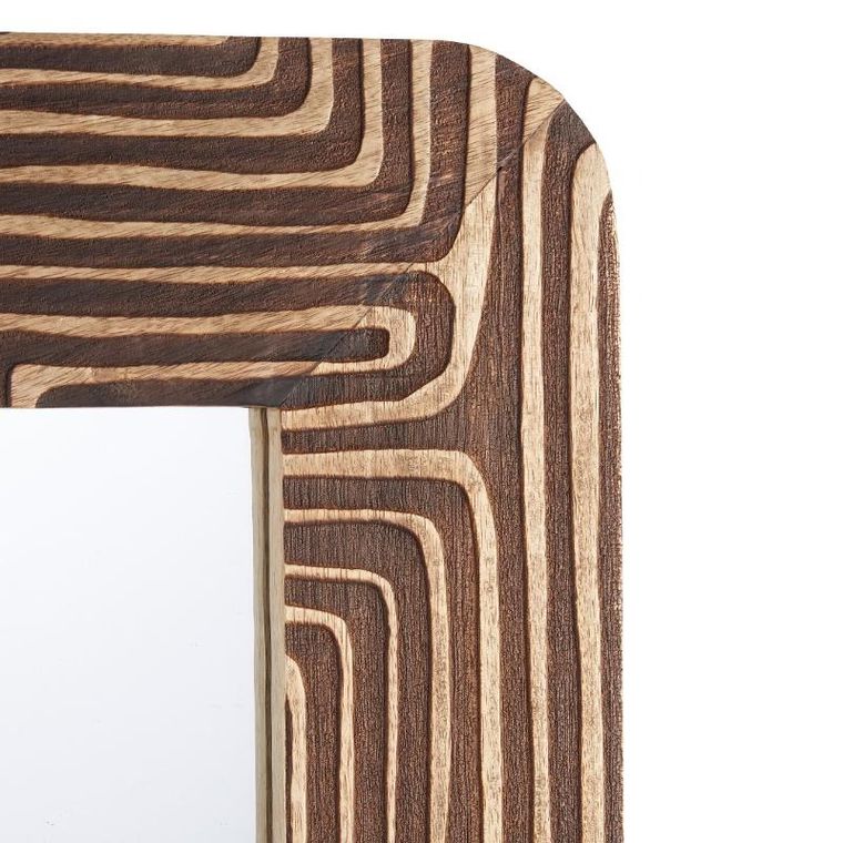 Giftdecor, Mango Lines&curves, lustro ścienne w drewnianej ramie, 60-90 cm