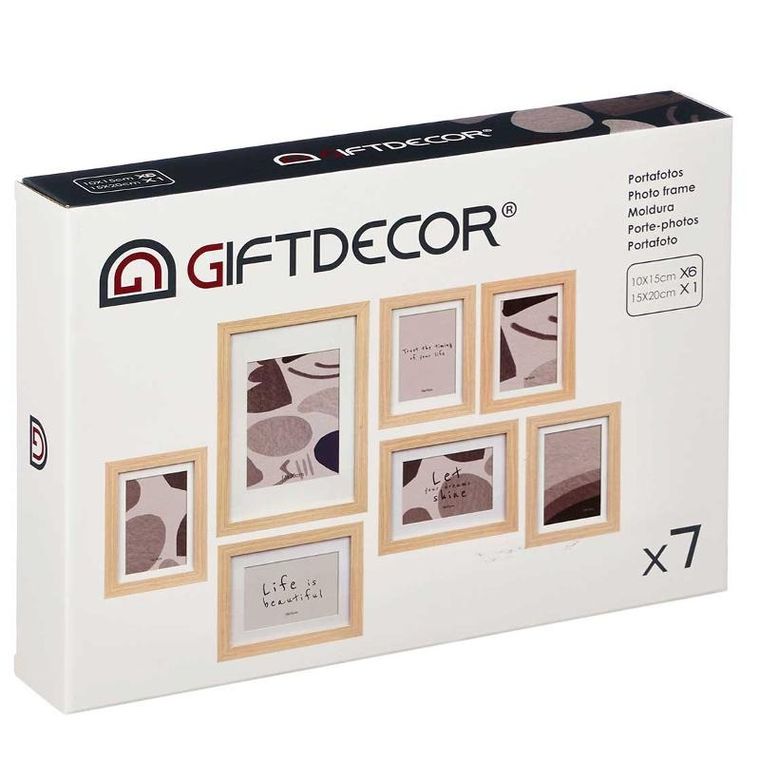 Giftdecor, Mural, ramki na zdjęcia na ścianę, 7 ramek różnej wielkości