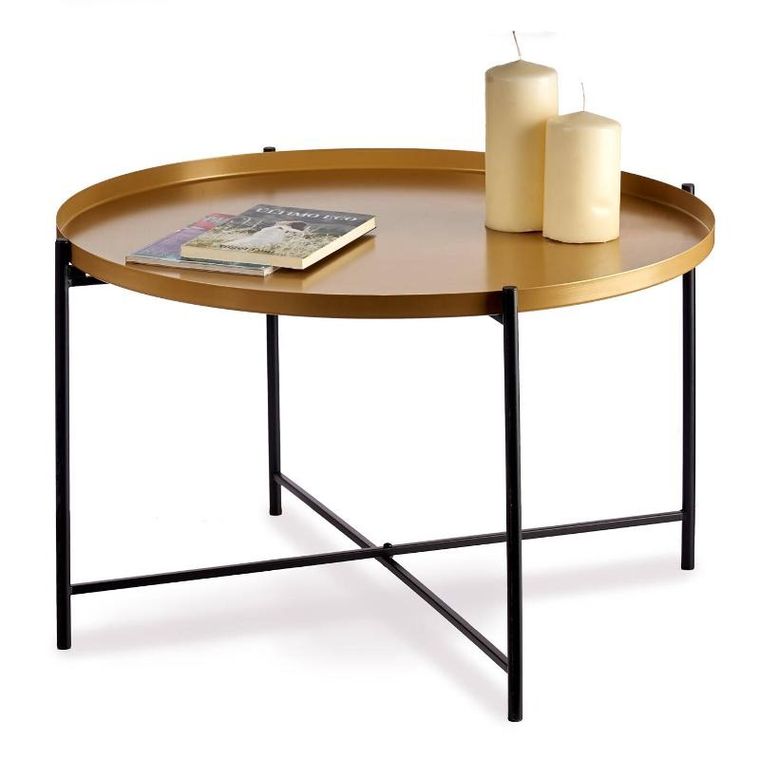 Giftdecor, niski stolik kawowy ze złotym blatem, Ø 76.5 cm