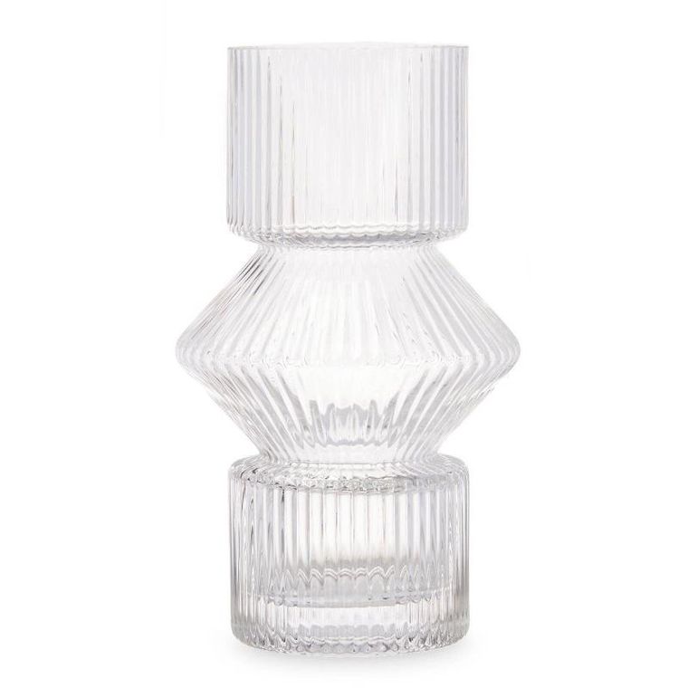 Giftdecor, wazon szklany, ryflowane szkło, 9,5-16,5 cm