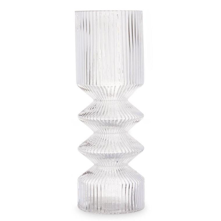 Giftdecor, wazon szklany tuba, ryflowane szkło, 8-23 cm