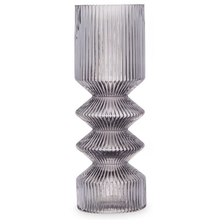 Giftdecor, wazon szklany tuba, ryflowane szkło, 8-23 cm