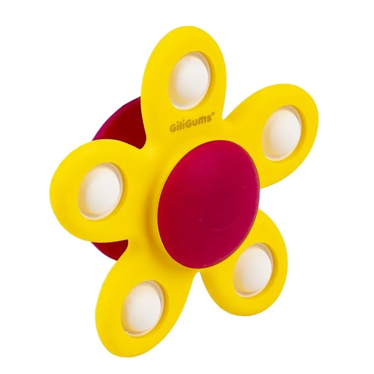 GiliGums, zakręcony kwiatek pop it, żółty