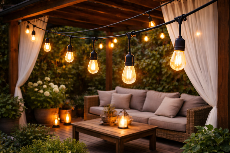 Girlanda ogrodowa świetlna, 20m, 20 żarówek LED, sieciowa, wodoszczelna