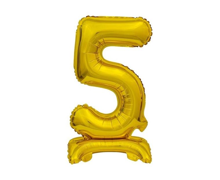 Godan, balon foliowy, cyfra 5, stojący, złoty, 38 cm