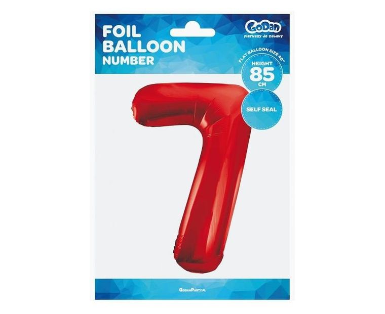 Godan, balon foliowy cyfra 7, czerwona, 85 cm