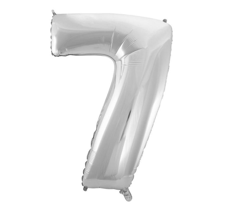 GoDan, balon foliowy, cyfra 7, srebrna, 85 cm