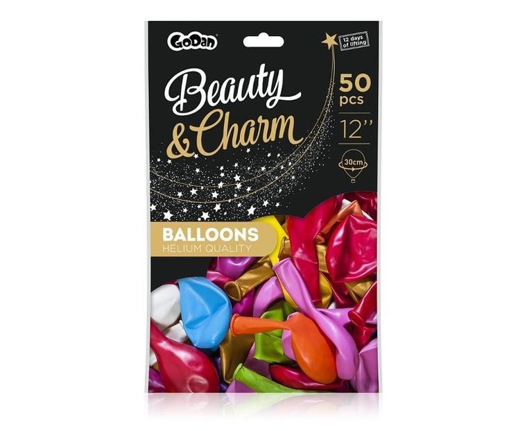 Godan, balony Beauty&charm, metaliki mix, 50 szt.