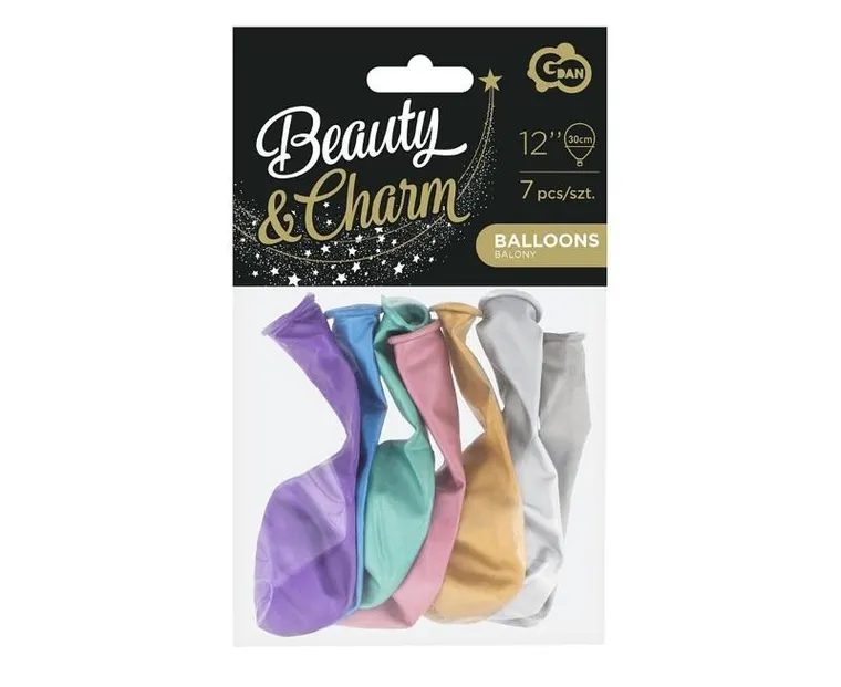 Godan, balony Beauty&charm, platynowe mix, 7 szt.