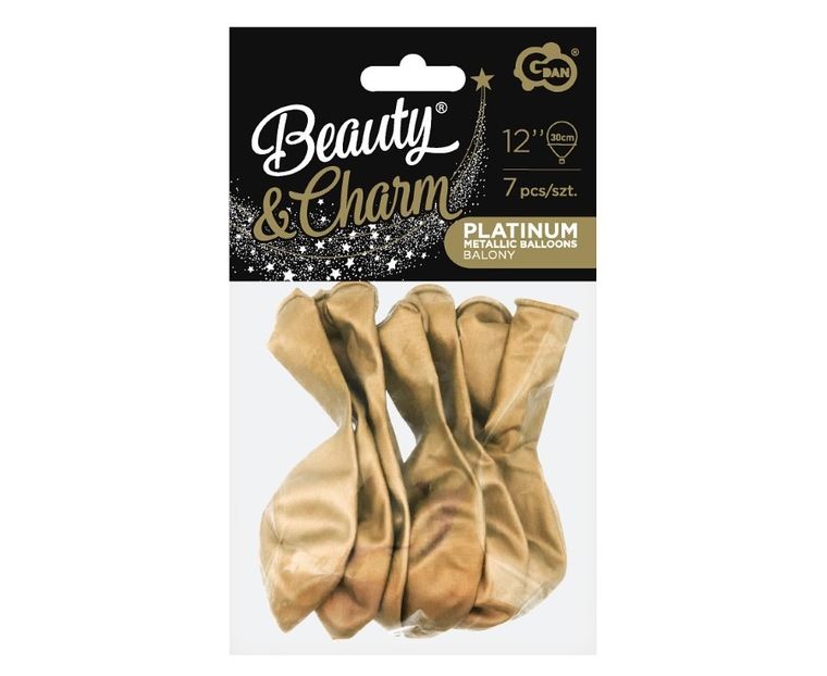 GoDan, balony chromowane B&C, złote, 30 cm, 7 szt.