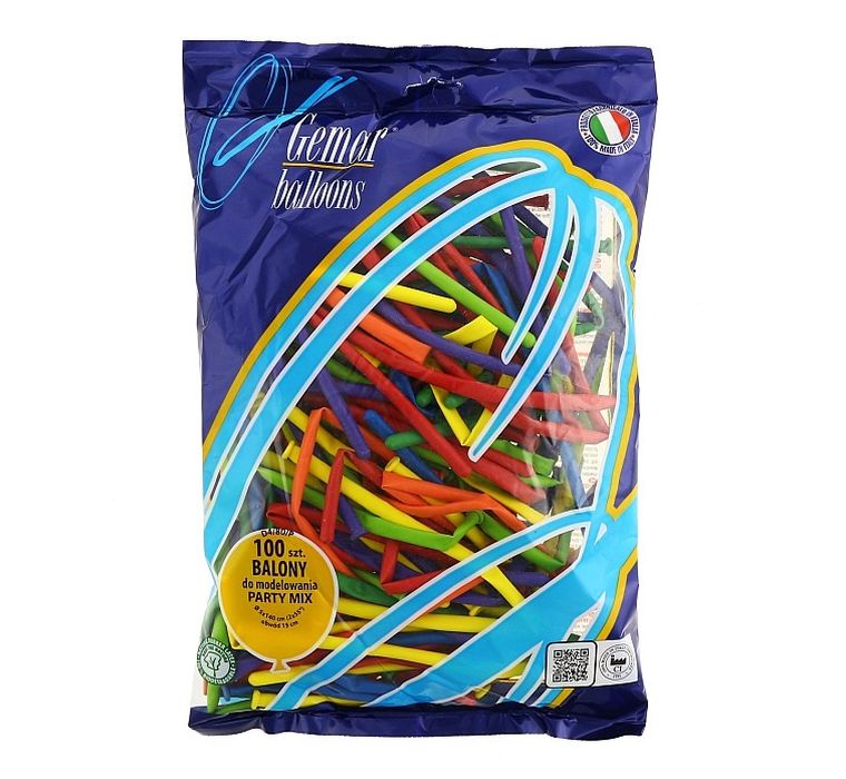 Godan, balony do modelowania, różnokolorowe Party mix, 100 szt.