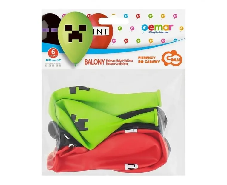 Godan, balony Piksele, Klocki, 6 szt.