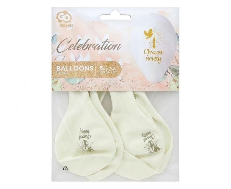GoDan, balony, Premium Hel, Chrzest Święty, świeca, 32 cm, 5 szt.