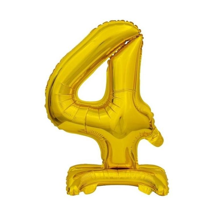 Godan, B&C, balon foliowy cyfra stojąca, 4, złota, 38 cm