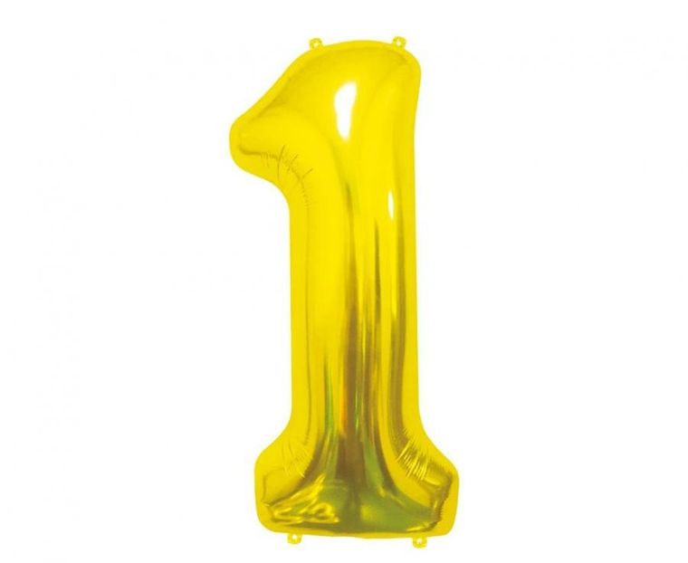 GoDan, Beauty&Charm, balon foliowy, cyfra 1, złota, 85 cm