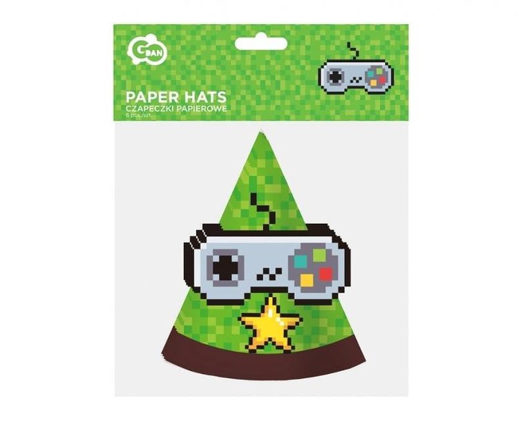 GoDan, czapeczki papierowe, Game On, 6 szt.