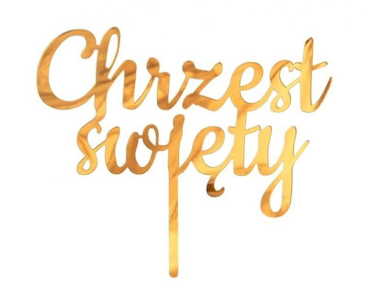 Godan, dekoracja akrylowa na tort Chrzest Święty, złota, 11-13 cm